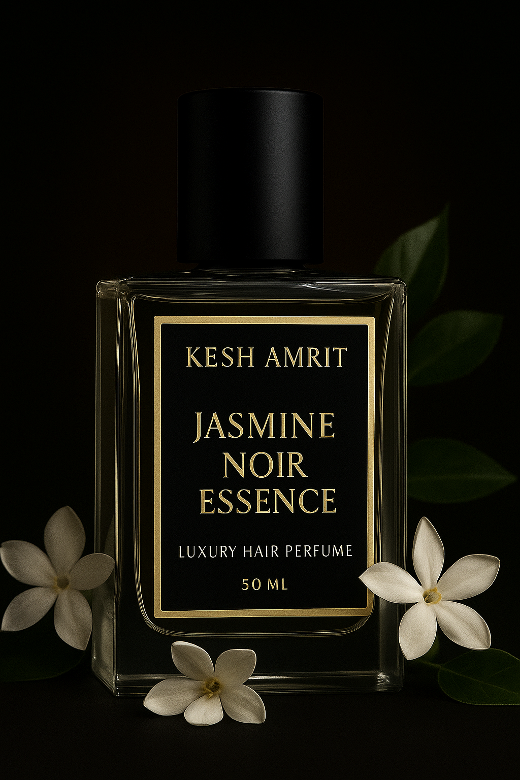 KESH AMRIT Noir Jasmine Essence | Elegant Jasmine & Musk Infused Hair Perfume | Alcohol-Free Long-Lasting Hair Fragrance | For Silky, Shiny & Fresh Hair | 50ML