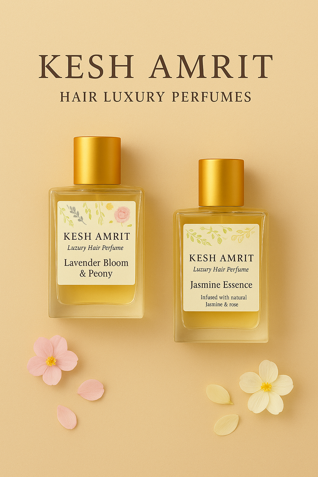 Kesh Amrit Hair Perfume Combo | Lavender Bloom & Peony + Jasmine Essence | Natural Floral-Infused Hair Perfumes| 2 x 20ML