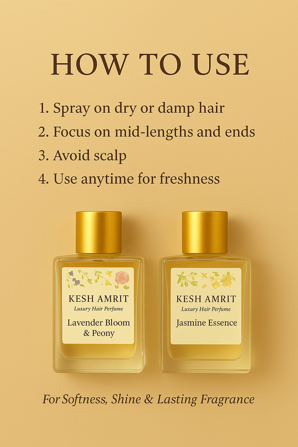 Kesh Amrit Hair Perfume Combo | Lavender Bloom & Peony + Jasmine Essence | Natural Floral-Infused Hair Perfumes| 2 x 20ML