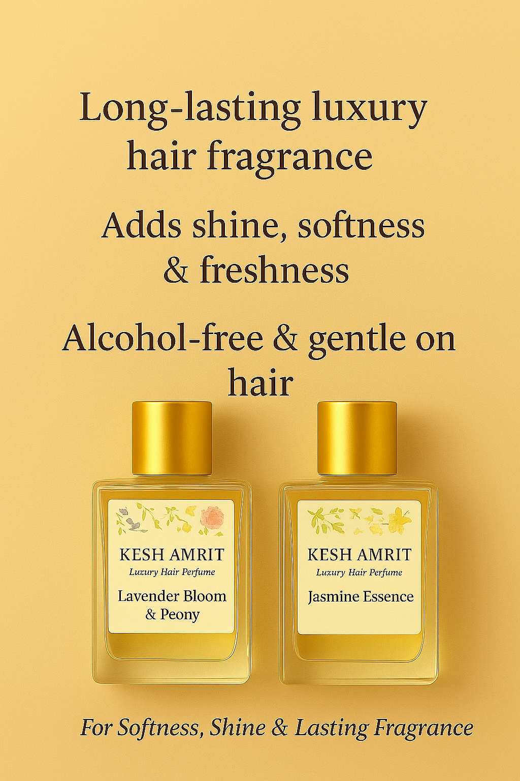 Kesh Amrit Hair Perfume Combo | Lavender Bloom & Peony + Jasmine Essence | Natural Floral-Infused Hair Perfumes| 2 x 20ML