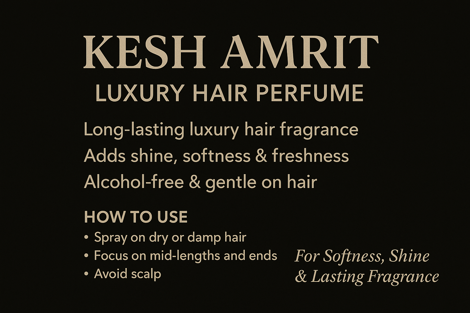 KESH AMRIT Noir Jasmine Essence | Elegant Jasmine & Musk Infused Hair Perfume | Alcohol-Free Long-Lasting Hair Fragrance | For Silky, Shiny & Fresh Hair | 50ML