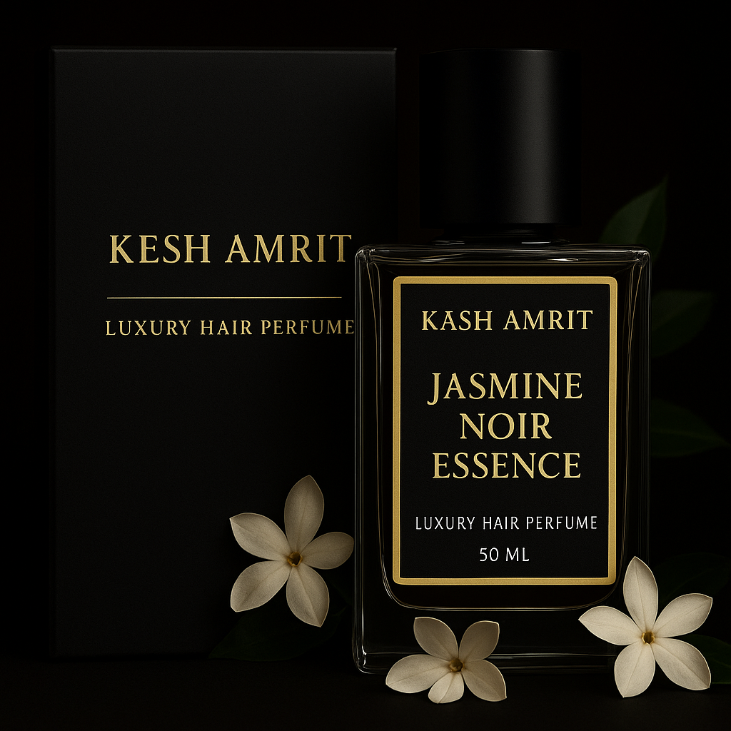 KESH AMRIT Noir Jasmine Essence | Elegant Jasmine & Musk Infused Hair Perfume | Alcohol-Free Long-Lasting Hair Fragrance | For Silky, Shiny & Fresh Hair | 50ML
